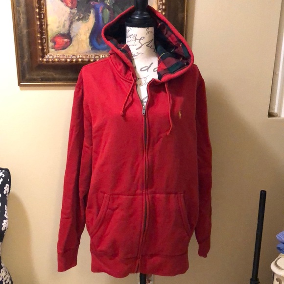 🏇Mens Polo Ralph Lauren, plaid flannel lined hood zip up, yellow logo hoodie - Picture 2 of 12